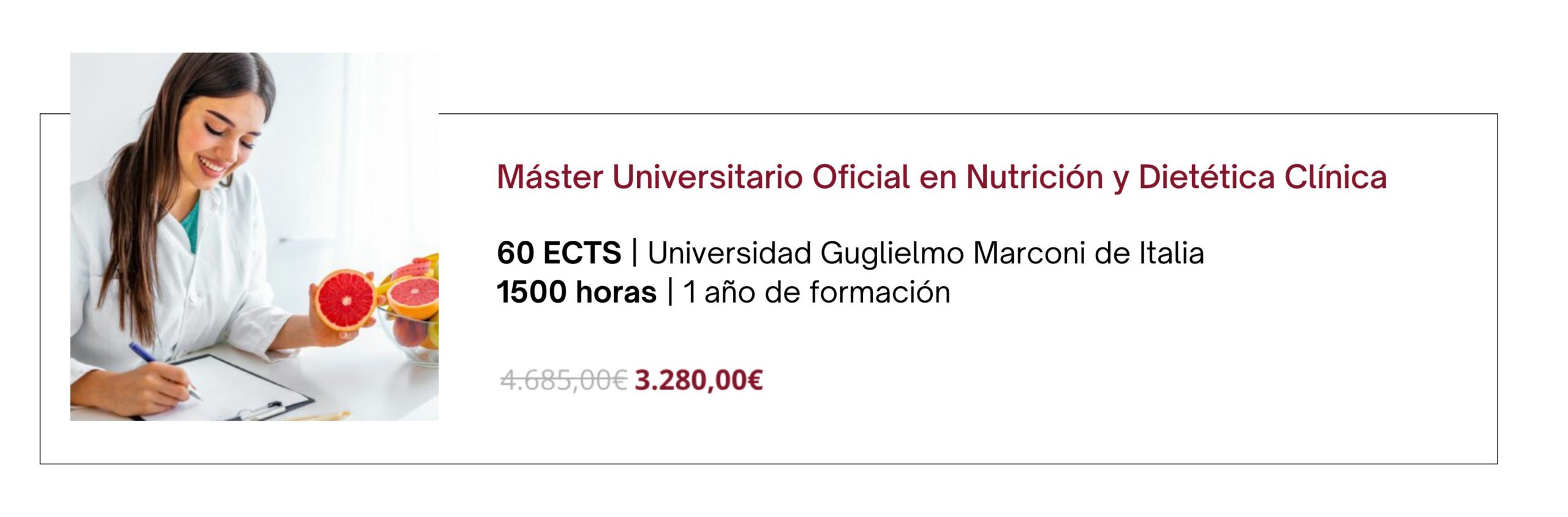 Máster Universitario Oficial en Nutrición y Dietética Clínica