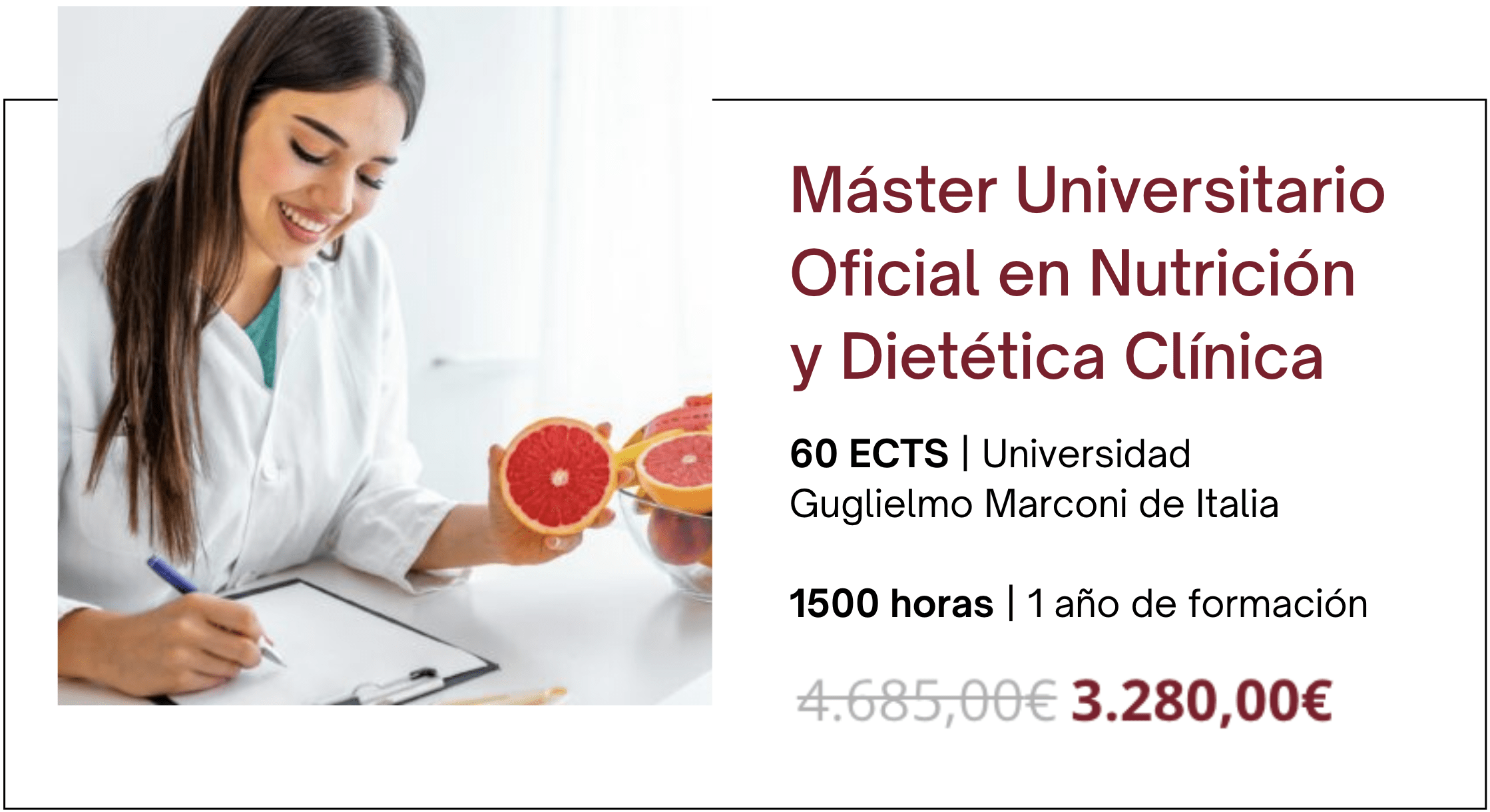 Máster Universitario Oficial en Nutrición y Dietética Clínica