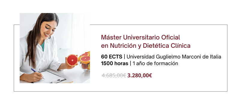 Máster Universitario Oficial en Nutrición y Dietética Clínica