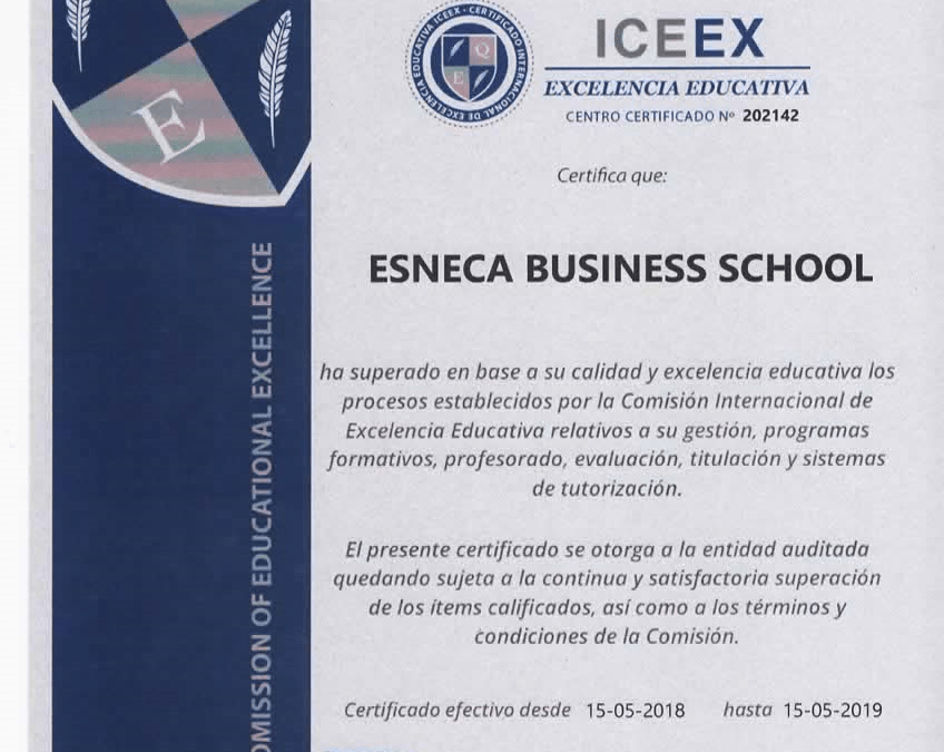 Esneca, calidad avalada por el certificado a la excelencia educativa